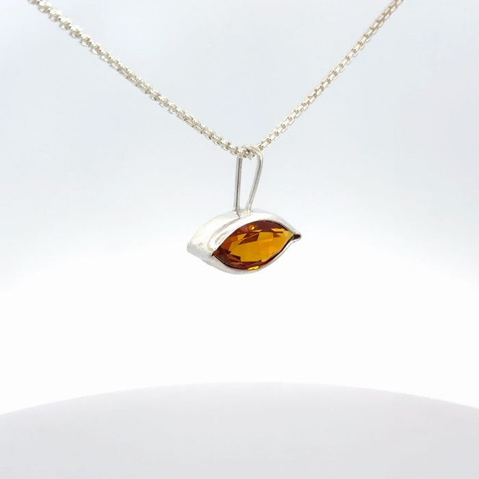Citrine Evil Eye Bezel Pendant